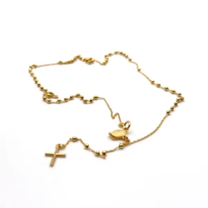 Chapelet en or 9 carats – Croix bâton et médaille miraculeuse