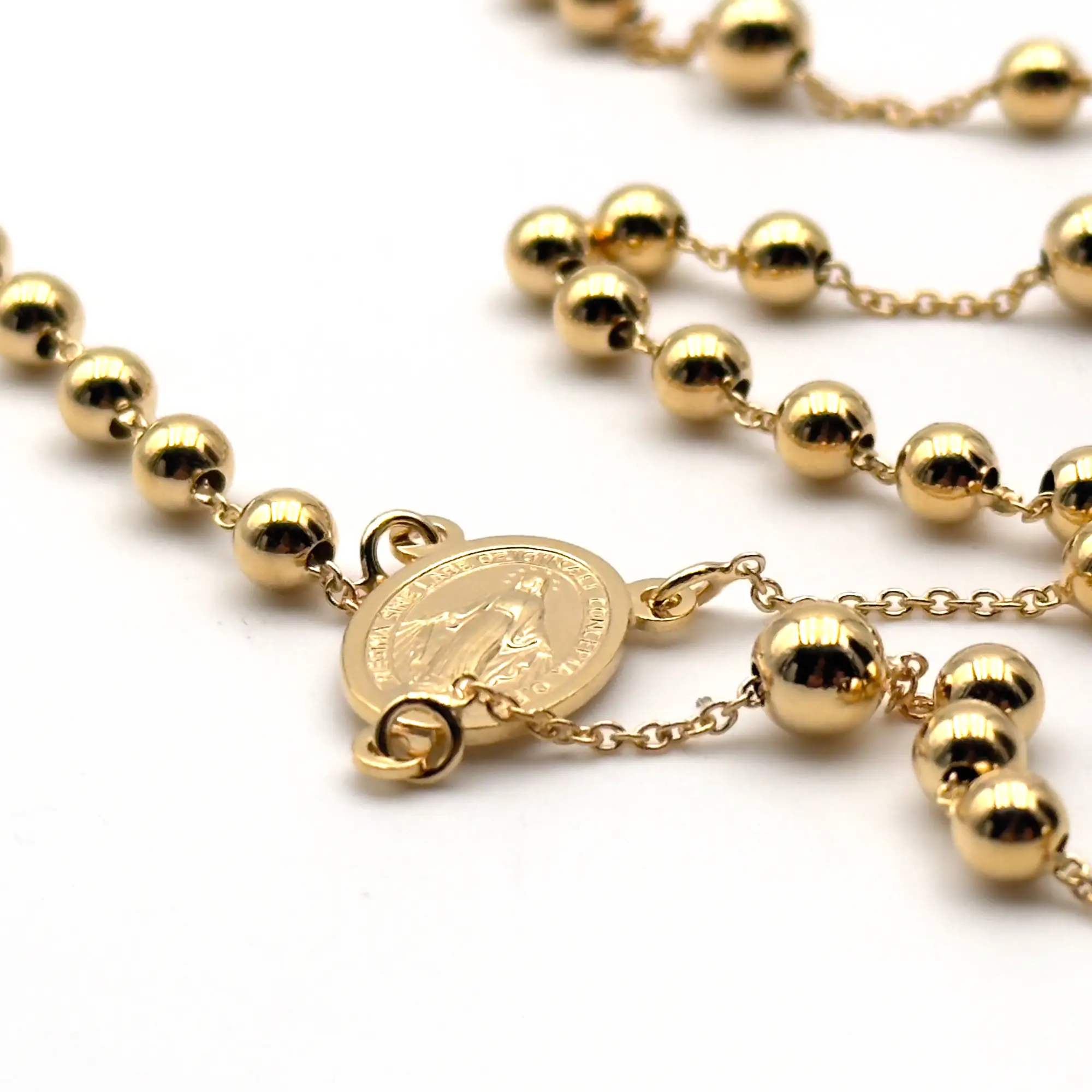 Chapelet en or 9 carats – Croix bâton et médaille miraculeuse