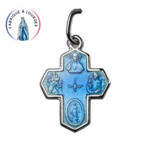 Croix Émaillée Bleu Ciel – Argent 925/000 – 20 mm – Symboles de la Foi – Fabriquée à Lourdes