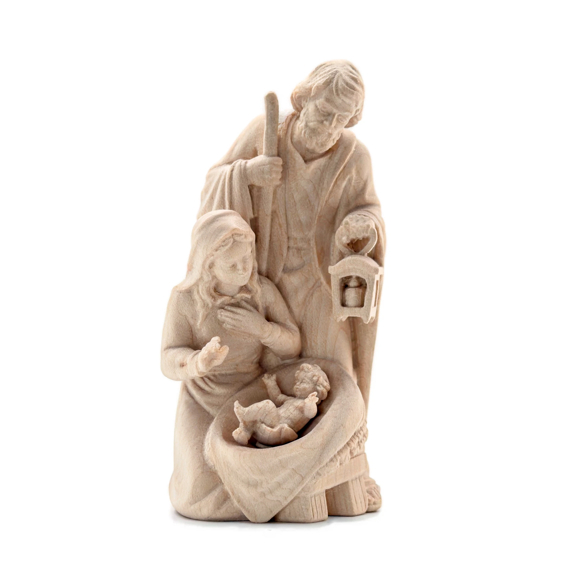 Statue Sainte Famille – Bois naturel – Sculptée à la main – 10 ou 13 cm
