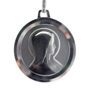 Médaille Vierge de Lourdes brillante double face - Argent
