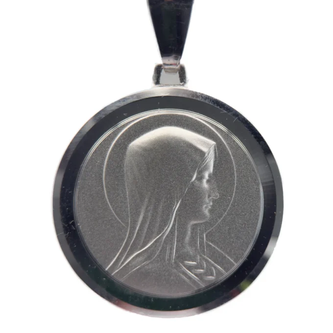 Médaille de Lourdes en ronde brillante en Argent
