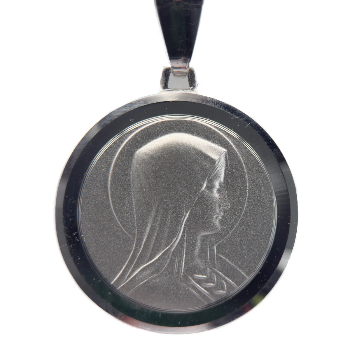 Médaille de Lourdes en ronde brillante en Argent