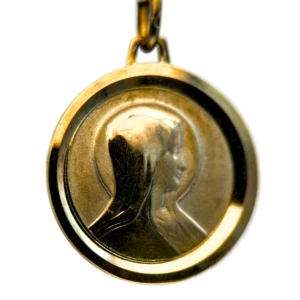 Médaille Vierge de Lourdes brillante double face - Plaqué or