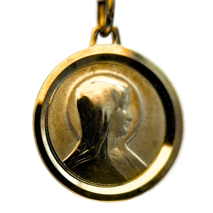 Médaille Vierge de Lourdes brillante double face - Plaqué or