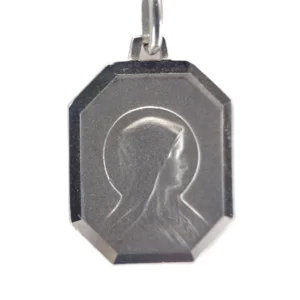 Médaille Vierge Marie double face octogonale – Argent massif – 12 mm à 18 mm
