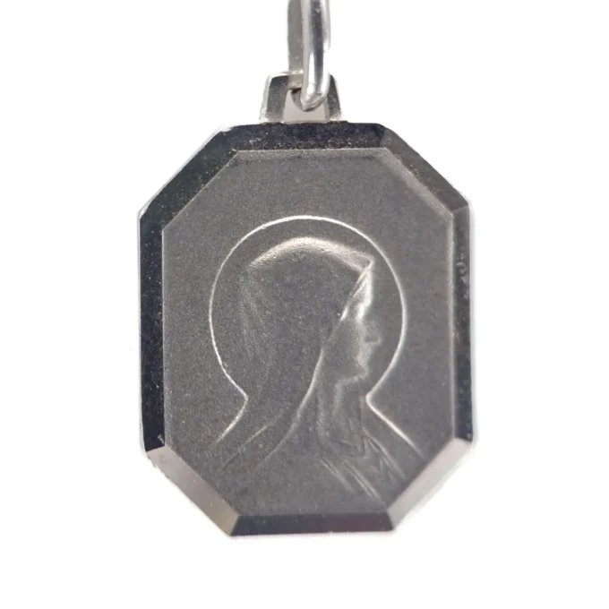 Médaille Vierge Marie double face octogonale – Argent massif – 12 mm à 18 mm