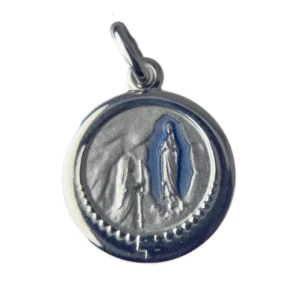 Médaille de l'apparition de Lourdes en Argent avec fond bleu