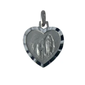 Médaille coeur argent l'apparition de Lourdes