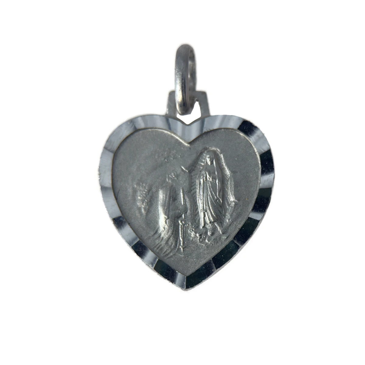 Médaille coeur argent l'apparition de Lourdes