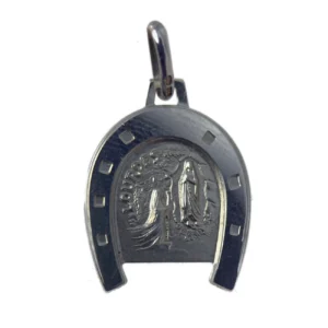 Pendentif argent fer à cheval l'apparition de Lourdes