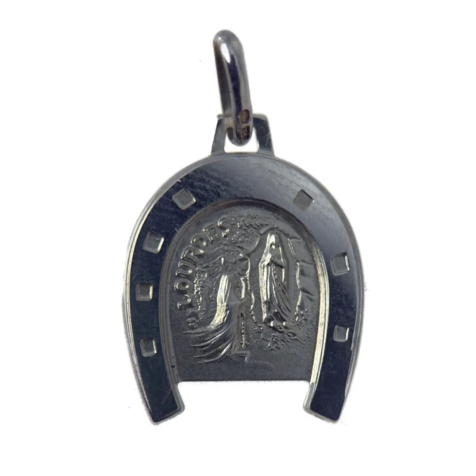 Pendentif argent fer à cheval l'apparition de Lourdes