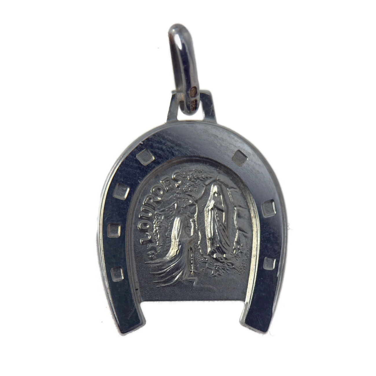 Pendentif argent fer à cheval l'apparition de Lourdes
