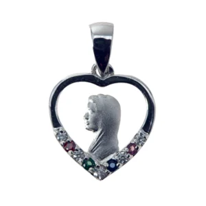 Médaille Vierge Marie Argent sertie