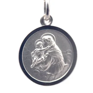 Médaille Saint Joseph portant l'enfant Jesus en plaqué or