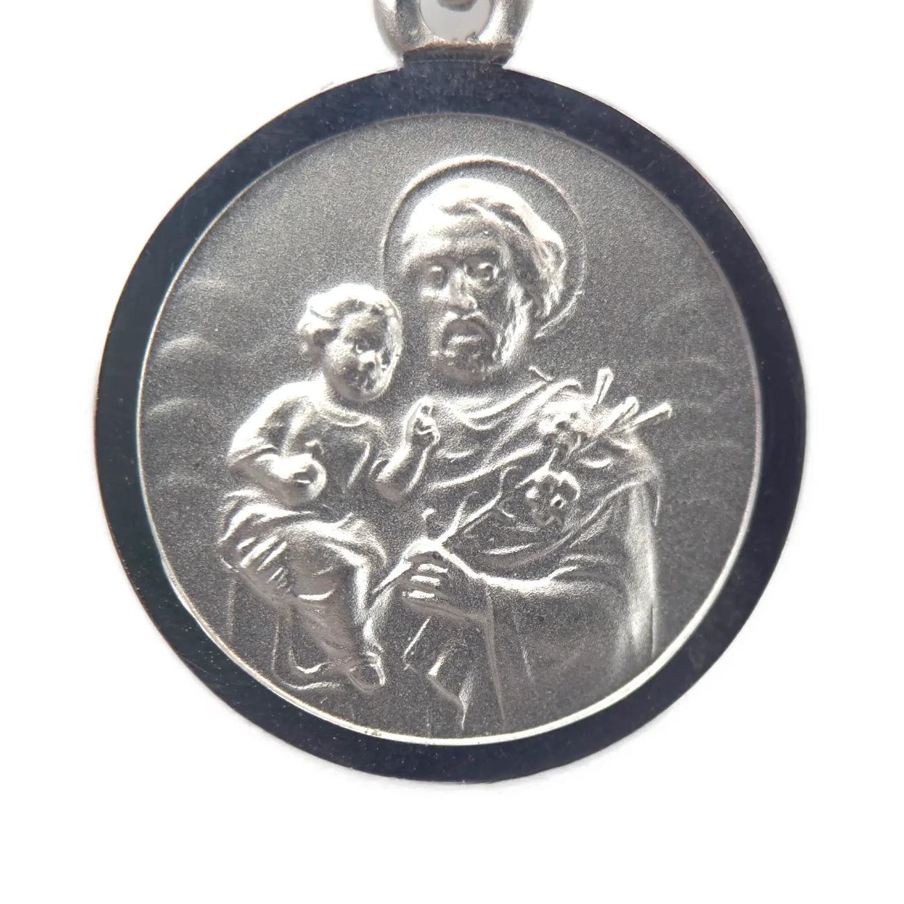 Médaille Saint Joseph portant l'enfant Jesus en argent