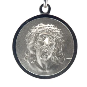 Médaille argent du Christ avec la couronne d'épines