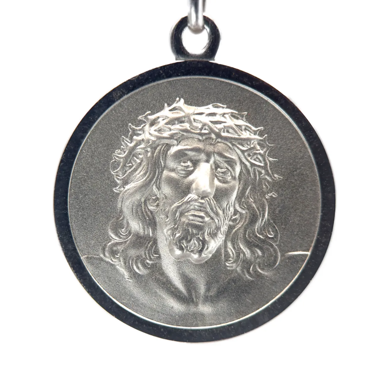 Médaille argent du Christ avec la couronne d'épines
