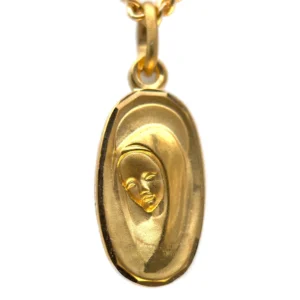 Médaille Ovale plaqué or vierge marie