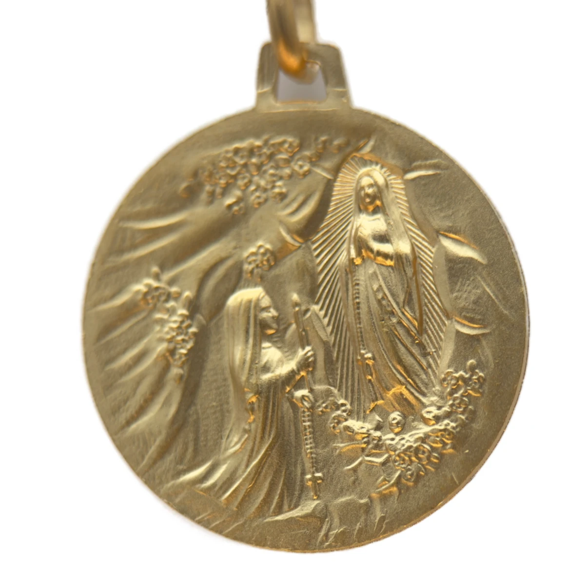 Médaille Vierge de Lourdes brillante double face - Plaqué or – Image 2