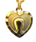 Médaille de Lourdes en forme de coeur en plaqué or