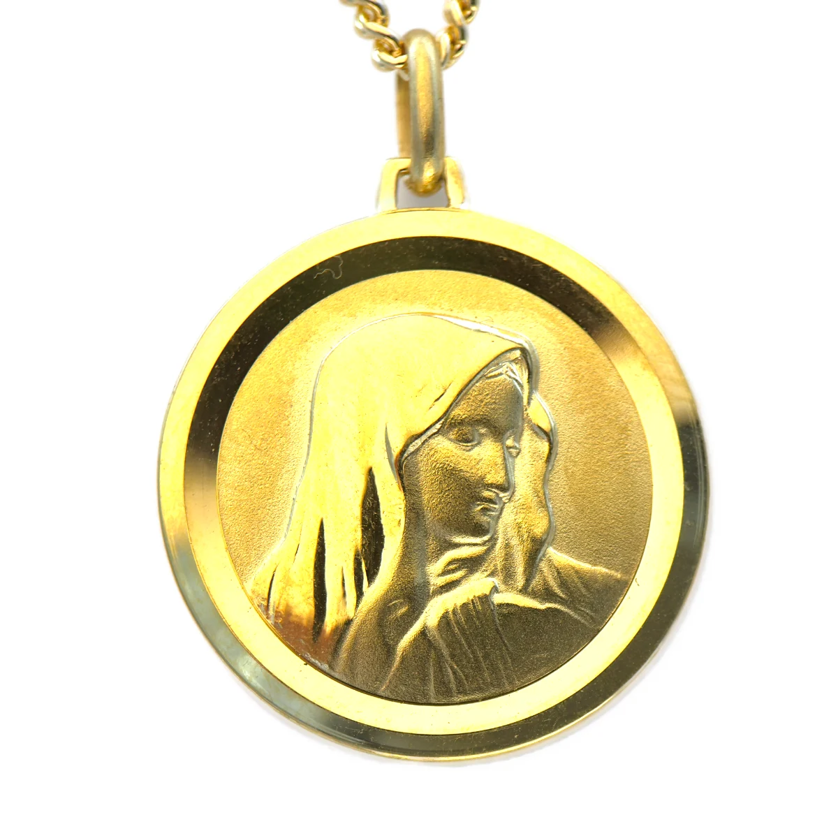 Médaille ronde double face Vierge de Lourdes en plaqué or
