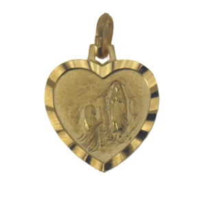 Médaille coeur plaqué or l'apparition de Lourdes