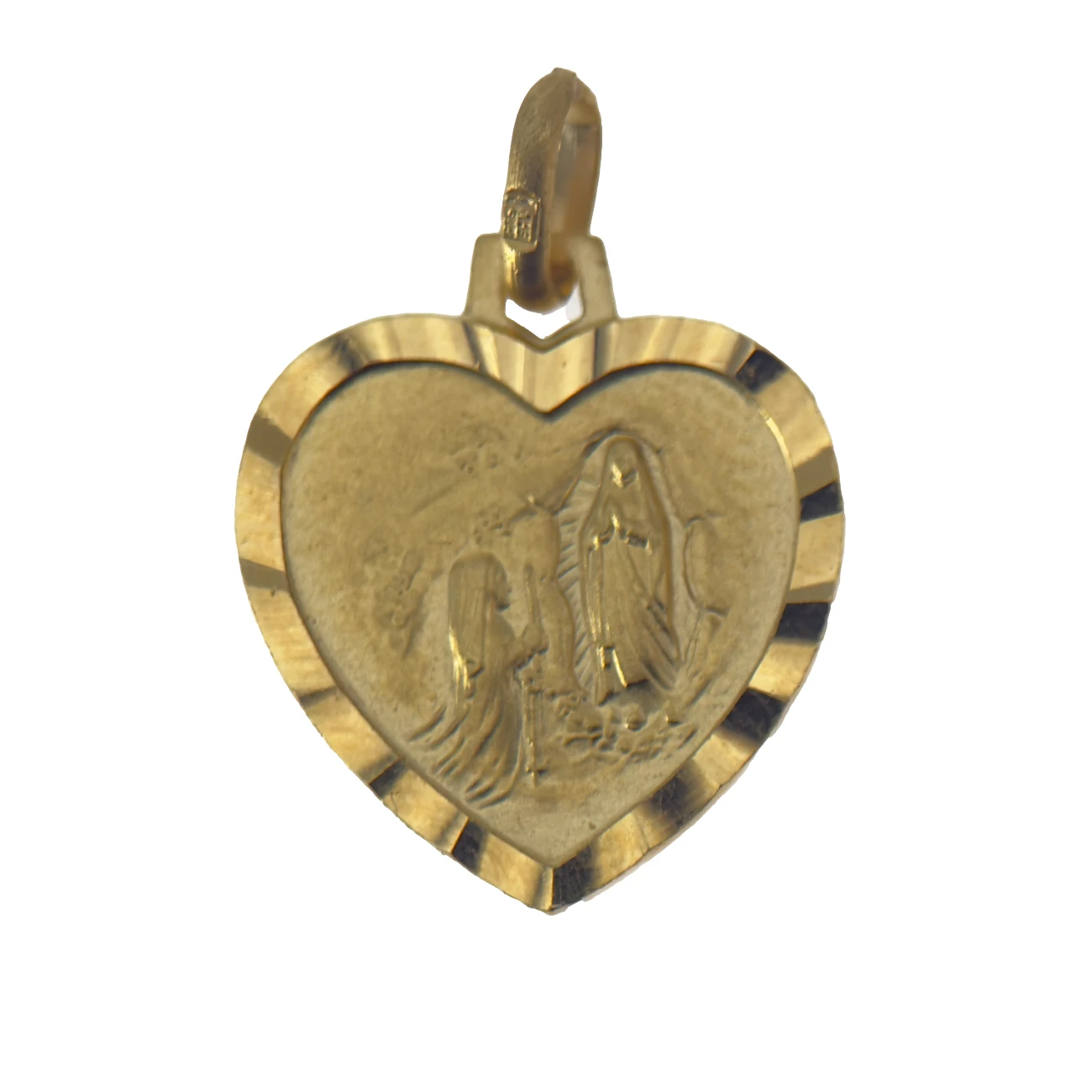 Médaille coeur plaqué or l'apparition de Lourdes