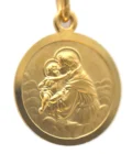 Médaille Saint Joseph portant l'enfant Jesus en plaqué or