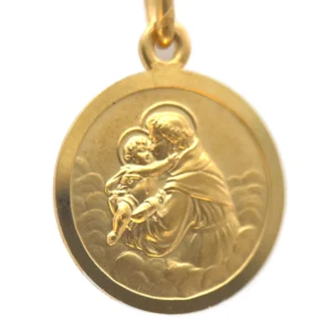Médaille Saint Joseph portant l'enfant Jesus en plaqué or