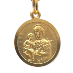 Médaille Saint Joseph portant l'enfant Jesus en plaqué or