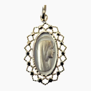 Médaille Vierge Marie ajourée ovale en plaqué or 18 carats – 30 mm