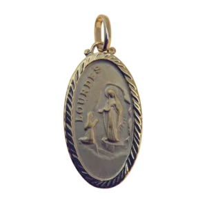 Médaille double face Vierge de Lourdes en plaqué or 18 carats – 16, 23 ou 30 mm