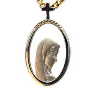 Médaille ovale ajourée vierge marie en Plaqué or