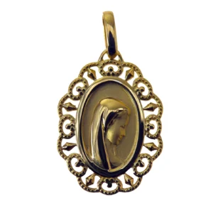 Médaille Vierge Marie ajourée en plaqué or 18 carats – 15 ou 21 mm