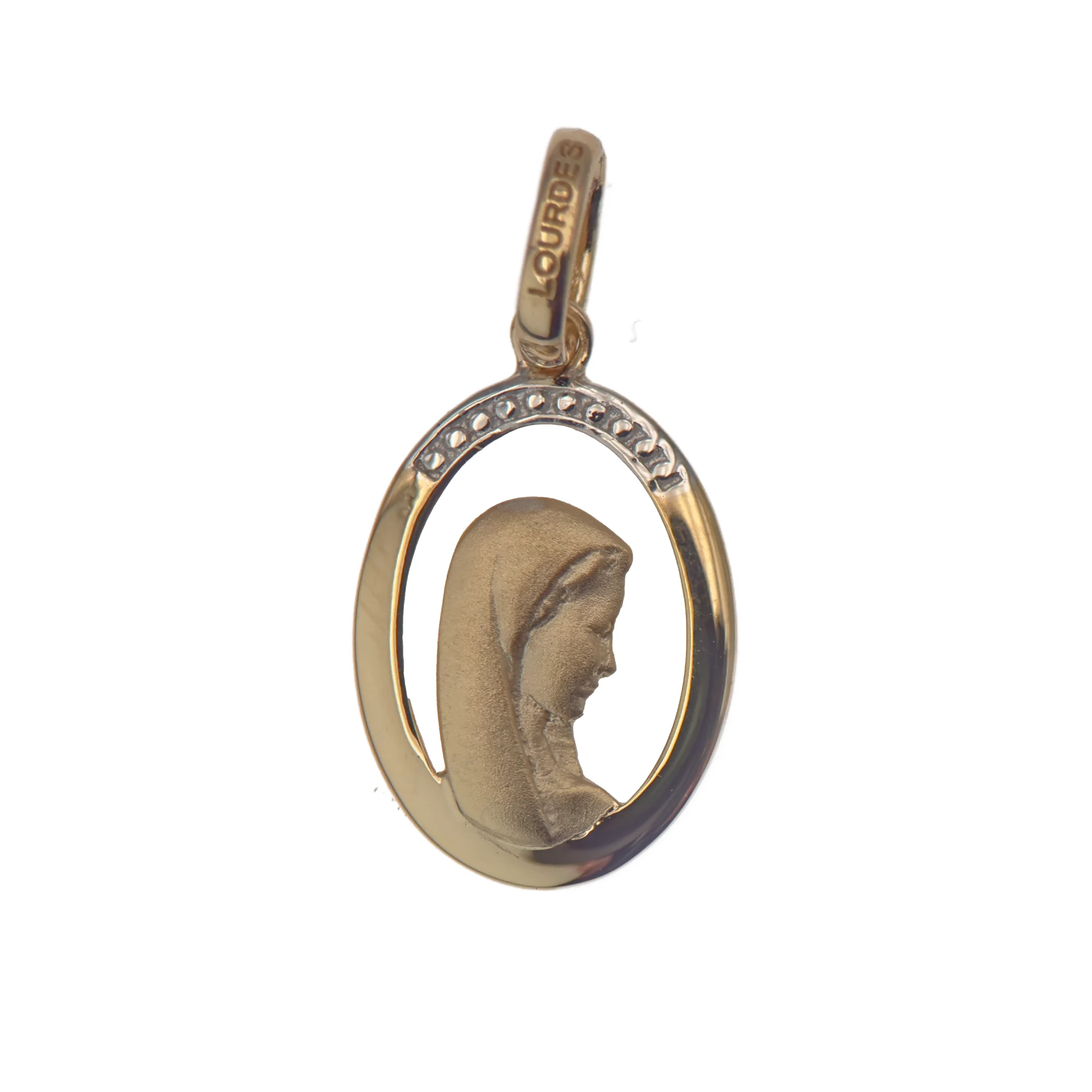 Médaille Vierge Marie de Lourdes en plaqué or 18 carats