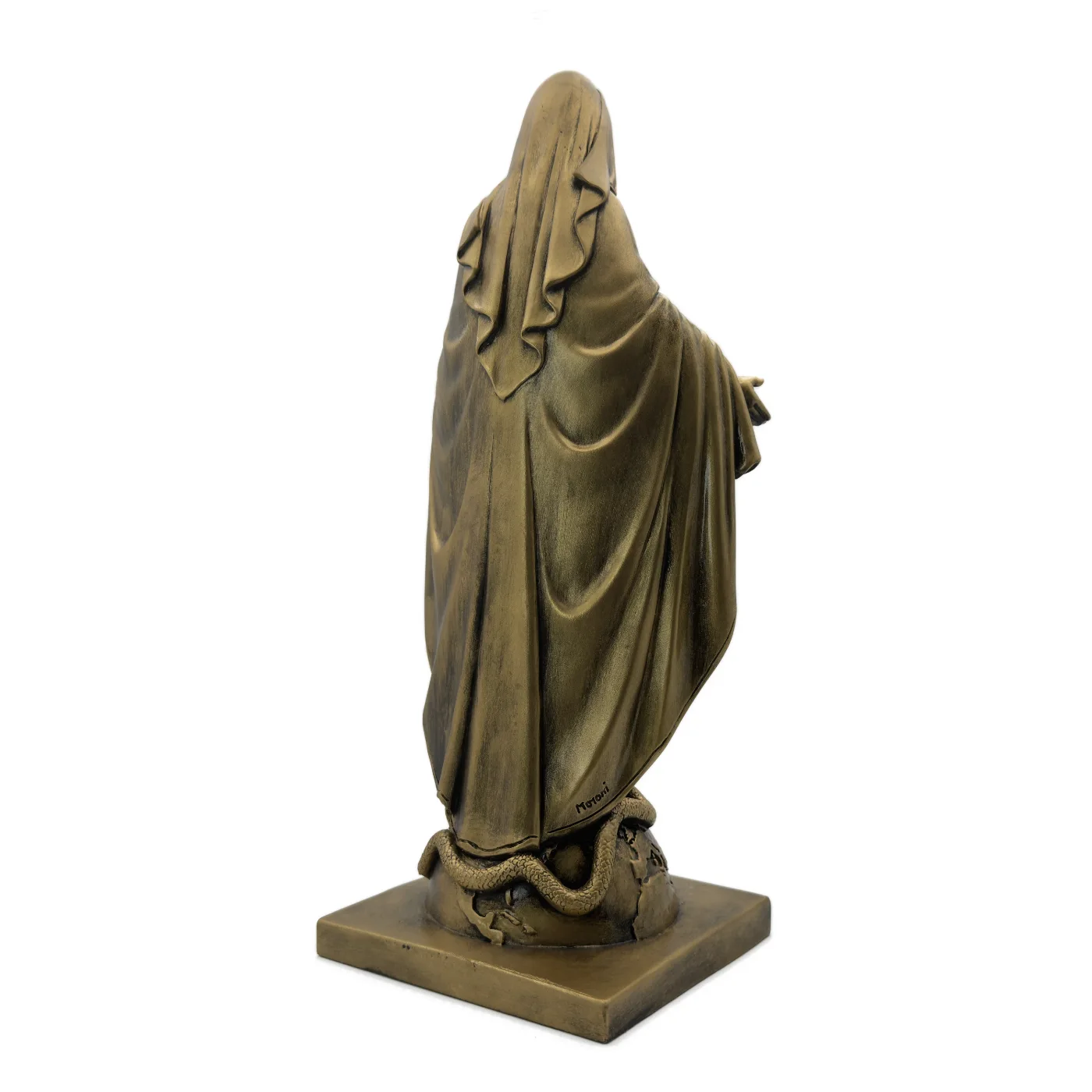 Statue Vierge Miraculeuse 40 cm – Résine finition bronze – Détails de la Médaille Miraculeuse