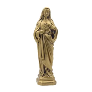 Statue Sacré-Cœur de Marie – Finition bronze – 27 cm – Pour extérieur