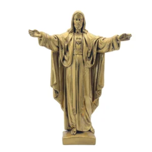 Statue Sacré-Cœur de Jésus – Finition bronze – 30 cm – Pour extérieur