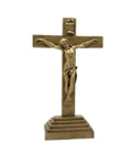 Crucifix du Christ 27 cm – Résine et poudre de marbre – Finition bronze – Pour extérieur