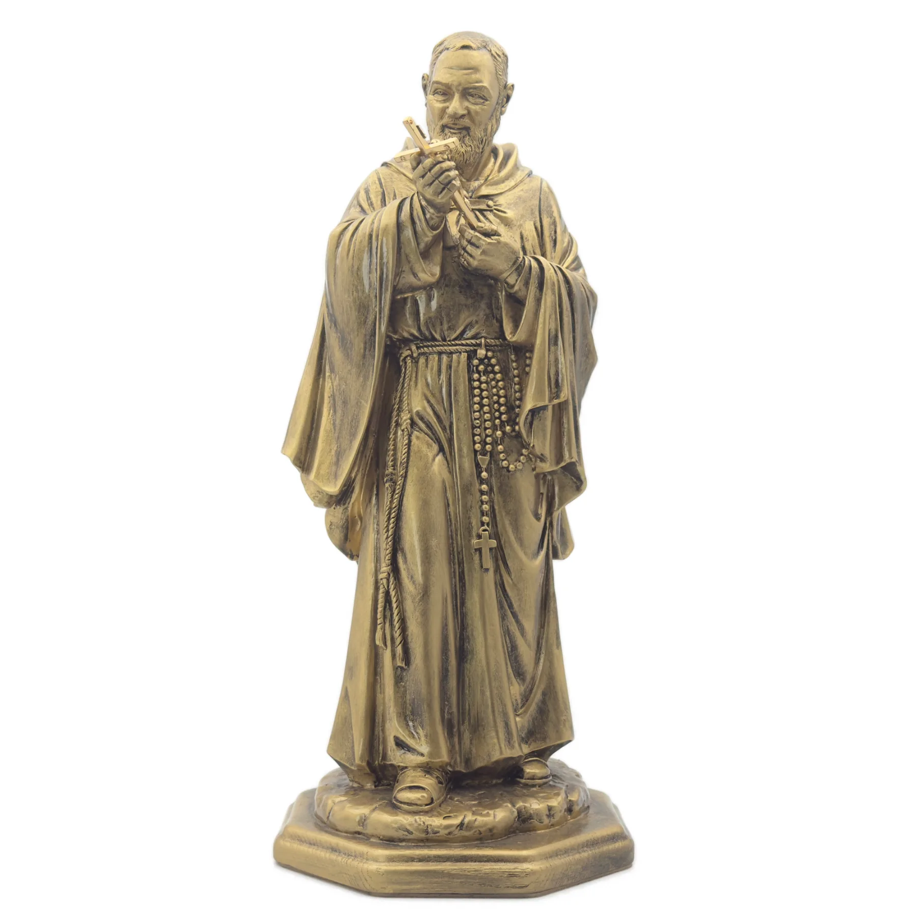 Statue Saint Padre Pio – Finition bronze 45 cm