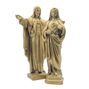 Les Cœurs Unis de Jésus et Marie – 2 statues – Résine et poudre de marbre – Finition bronze