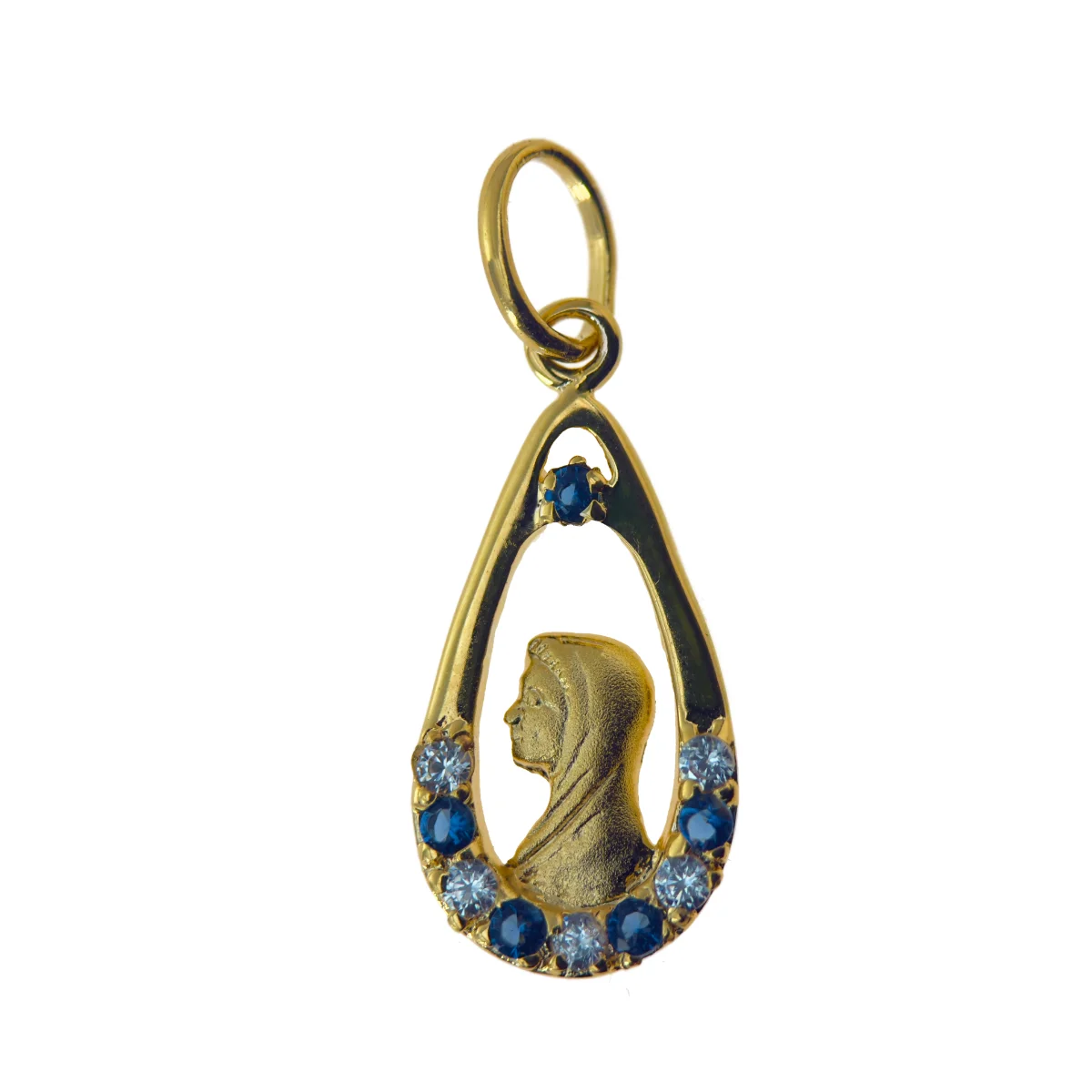 Pendentif Vierge Marie sertie de pierres – Plaqué or 18 carats – 22 mm – 3 coloris – Image 2