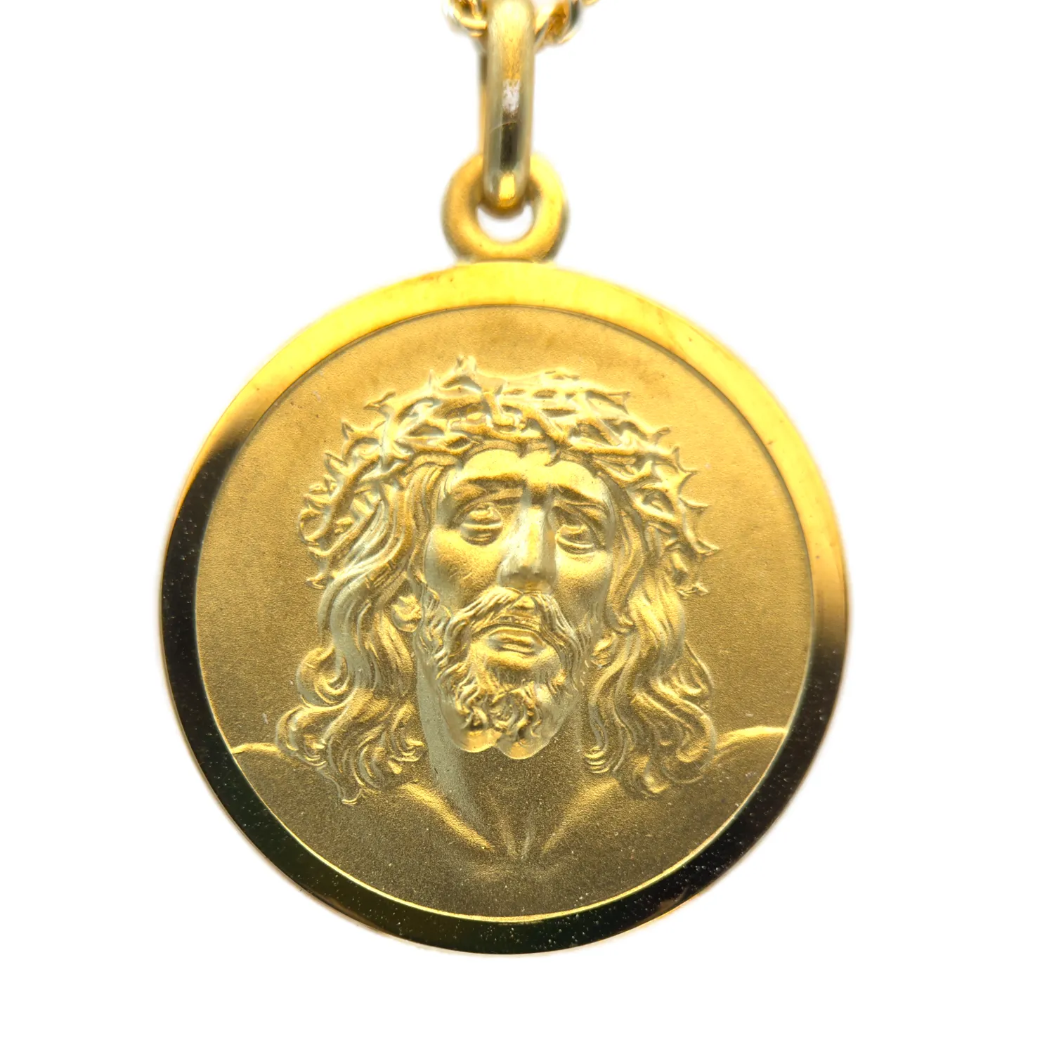 Médaille Plaqué or du Christ avec la couronne d'épines