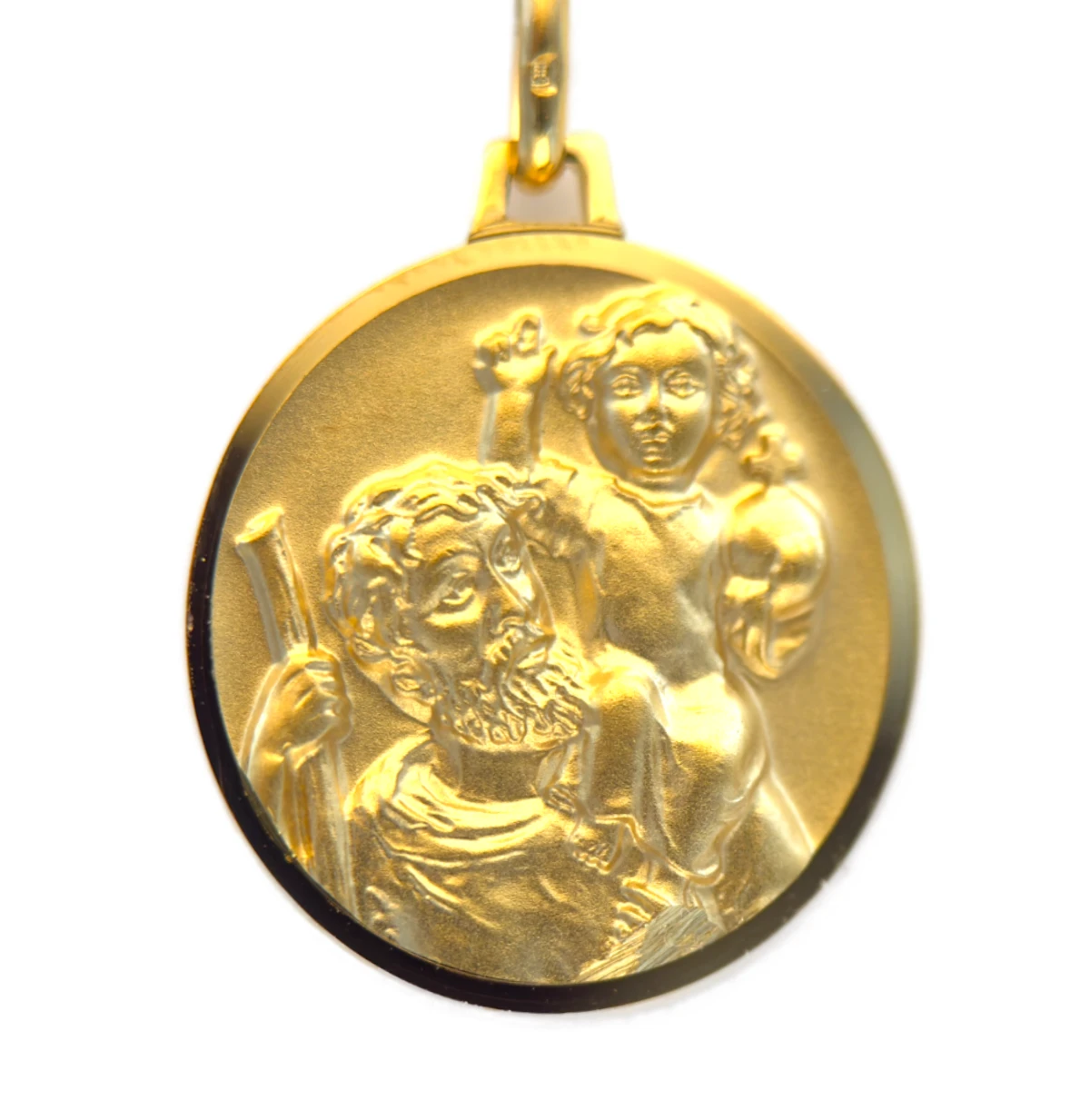 Médaille Saint Christophe portant l’Enfant Jésus – Plaqué or
