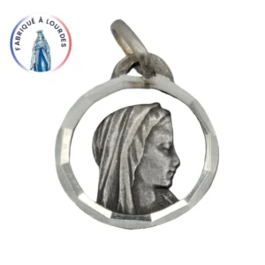Médaille Vierge Marie de Lourdes – Argent 925 – 15 mm – Double face