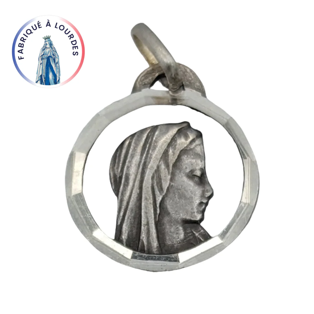 Médaille Vierge Marie de Lourdes – Argent 925 – 15 mm – Double face