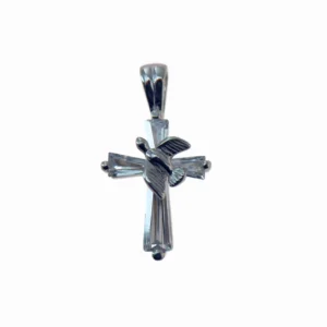 Croix argent avec colombe – Symboles de paix et de foi – 15 mm