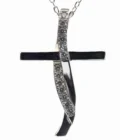 Croix moderne en argent et oxydes de zirconium