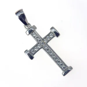 Croix argent sertie de pierres
